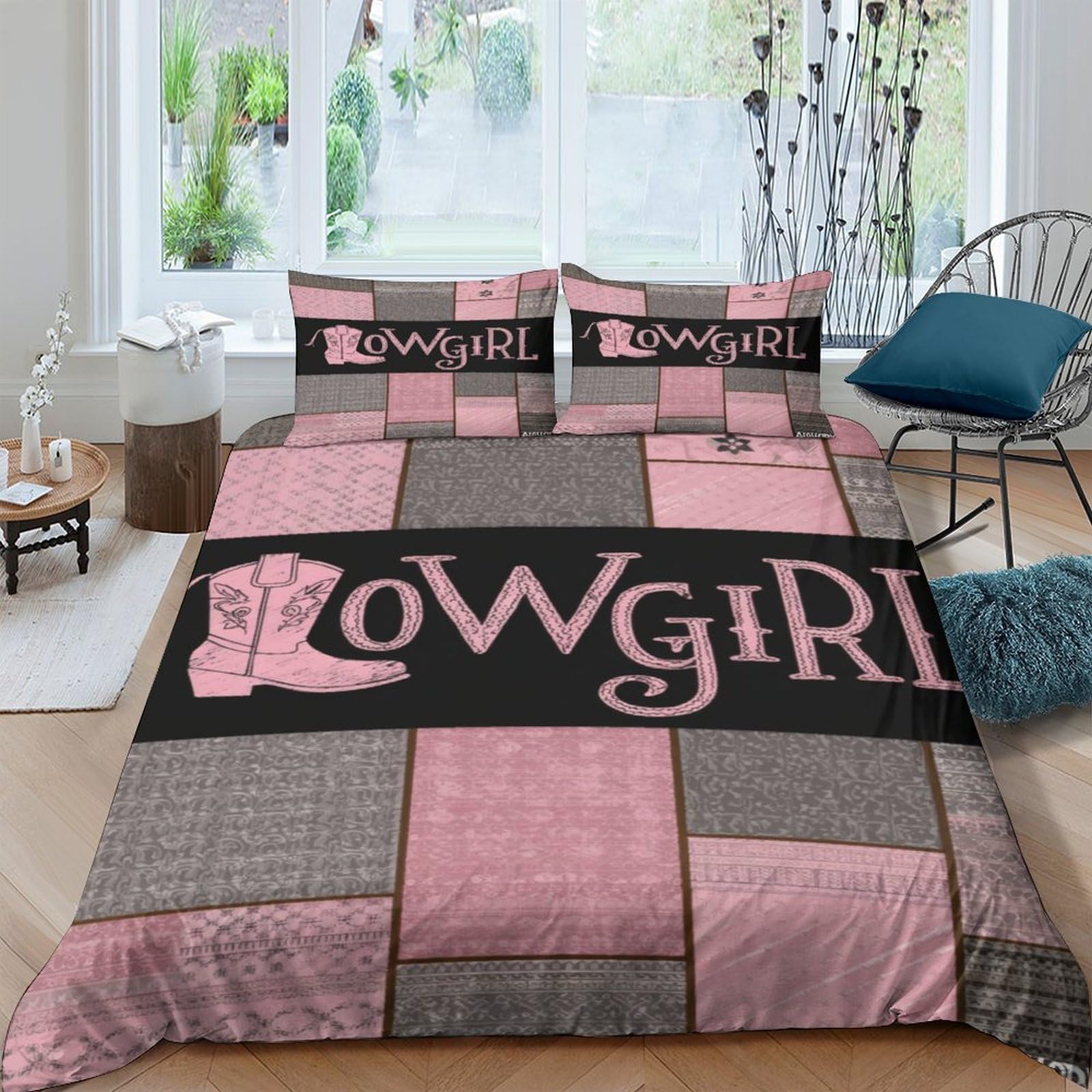 Ctjqhvkz Style-3 3D Printed Pink Cowgirl Fitted Sheet Microfiber Non-Slip Western Boots Bed Cover For Bedroom Guestroom Decor Single（135X200cm）