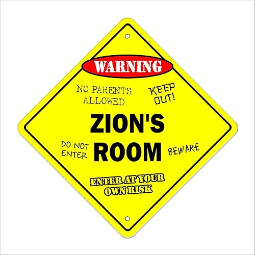 Zion's Room Sign Crossing Zone Xing | Interior/exterior | 12 pulgadas de alto para decoración de dormitorio infantil puerta nombre niño niña