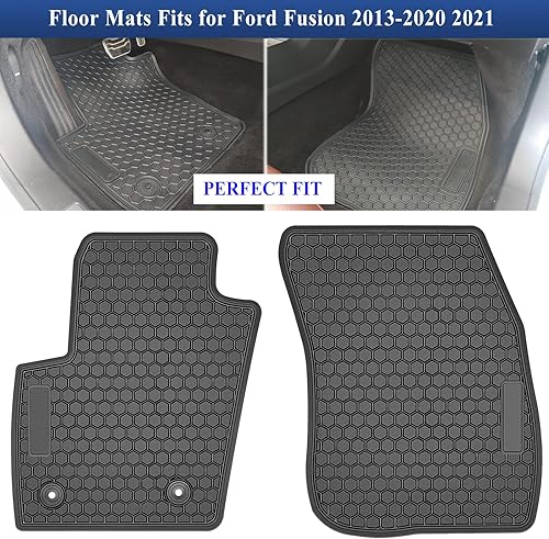 Miniatura 2 de Bonbo Alfombrillas para Ford Fusion 2013, 2014, 2015, 2016, 2017, 2018, 2019, 2020, 2021, ajuste personalizado, para todo tipo de clima, de goma