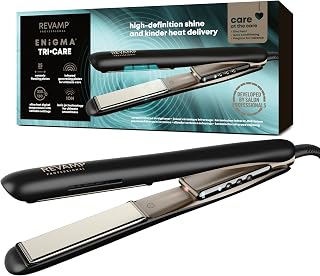 REVAMP Enigma Tri Care Plancha de Pelo Infrarroja - Placas Cerámica Infrarroja con Tecnología Iónica y Aceites Progloss, Protección y Cuidado del Cabello, Antiencrespamiento