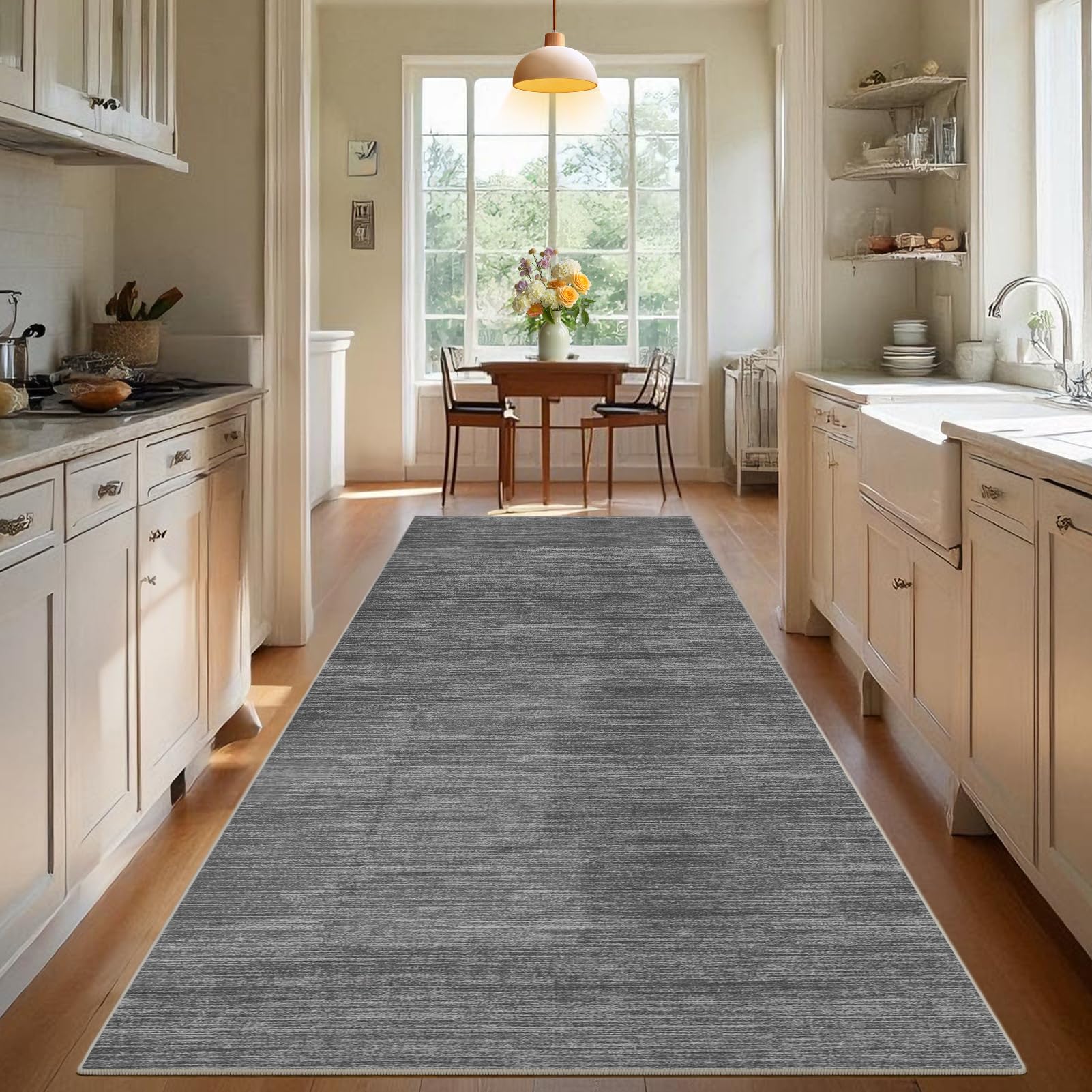 Tehwdaiyou Grey Long Hallway Runner Rug Non Slip Washable Kitchen Rug Hall Runner Corridor Rugs Floor Mat Narrow Heavy Duty Carpet Runner For Entryway Hallways Kitchen Laundry Room, 90 X 180 Cm