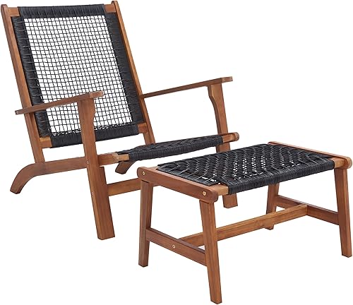 Miniatura 10 de SAFAVIEH Outdoor Collection Chantelle - Juego de patio de 5 piezas de tejido naturalnegro