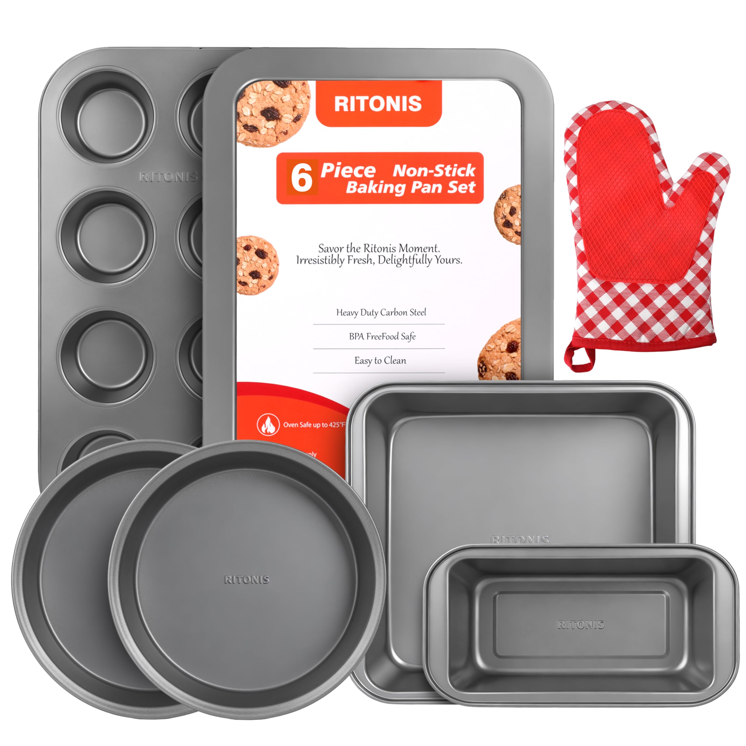Ritonis 8-Piece Nonstick Baking Pans Set -8