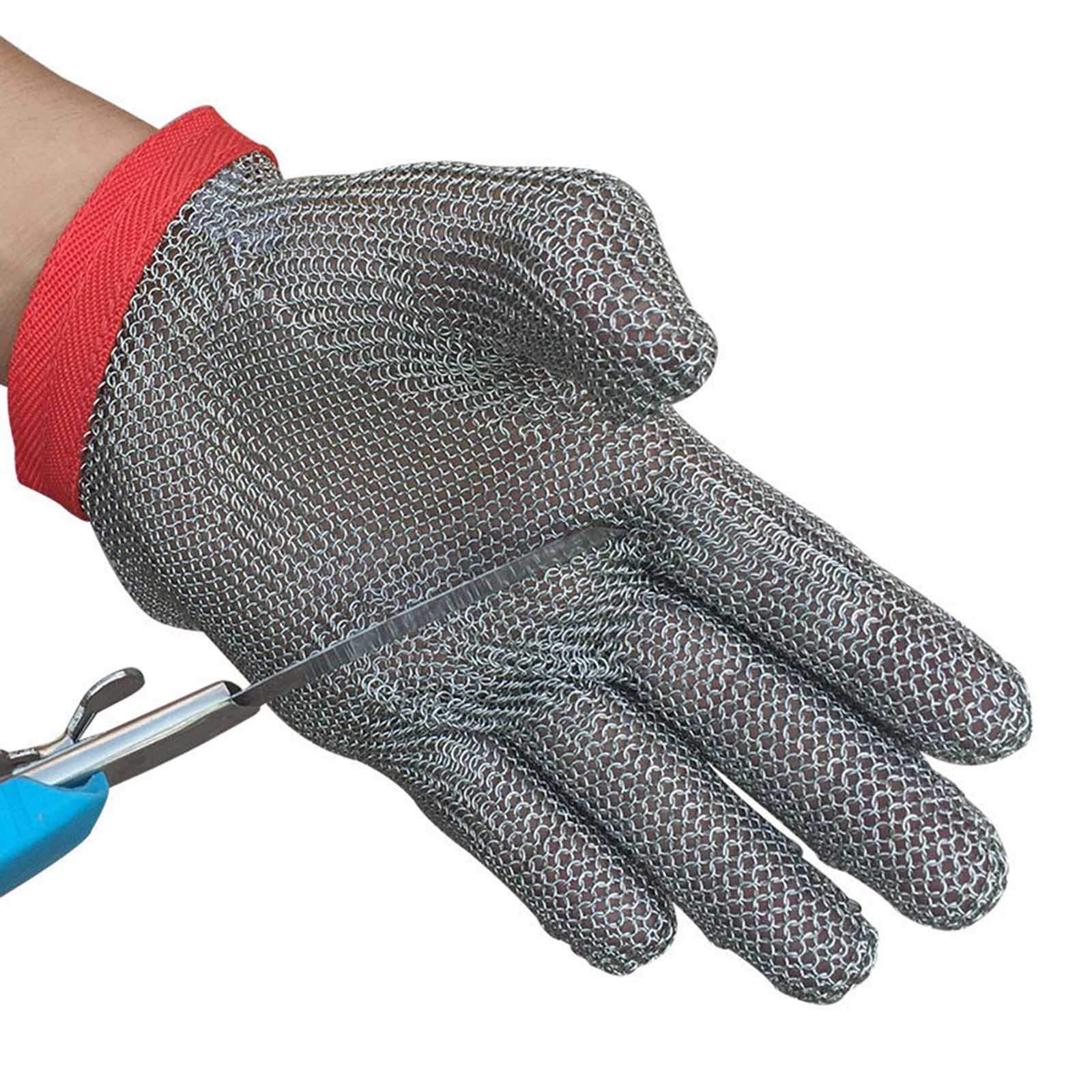 Guantes Anticortes, Guantes anticorte con Malla Protectora de Acero Inoxidable 304L, Guantes de Trabajo de Seguridad para Cocina, jardinería y Exteriores.