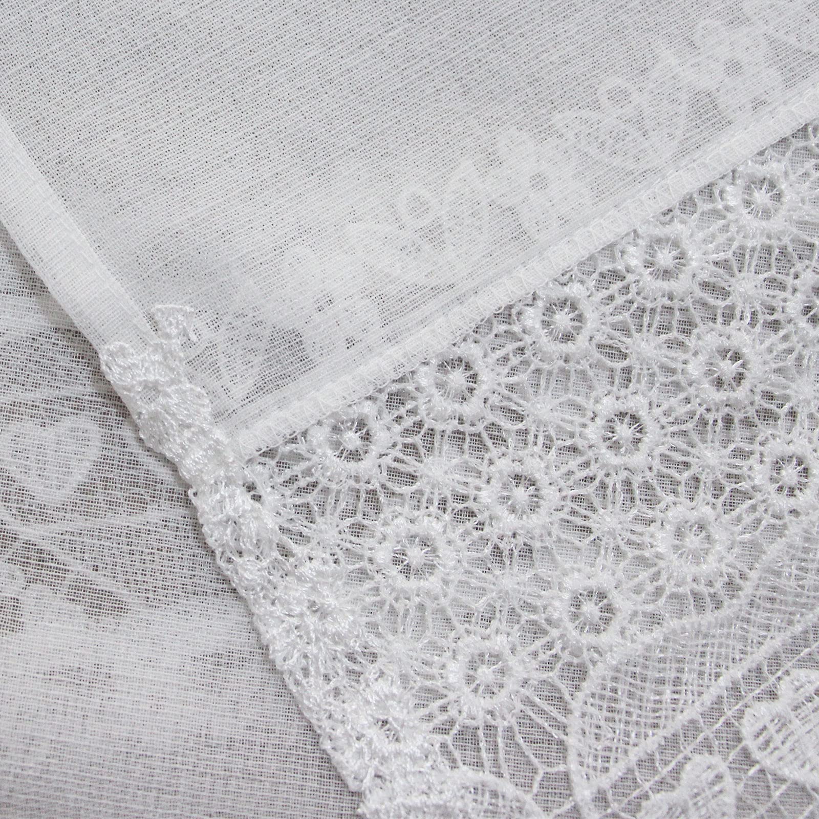 Coppia Tendine Finestra Con Pizzo Ricamato - 60x150cm - Bianco - Stile Shabby Chic Per Cucina - Foto 2