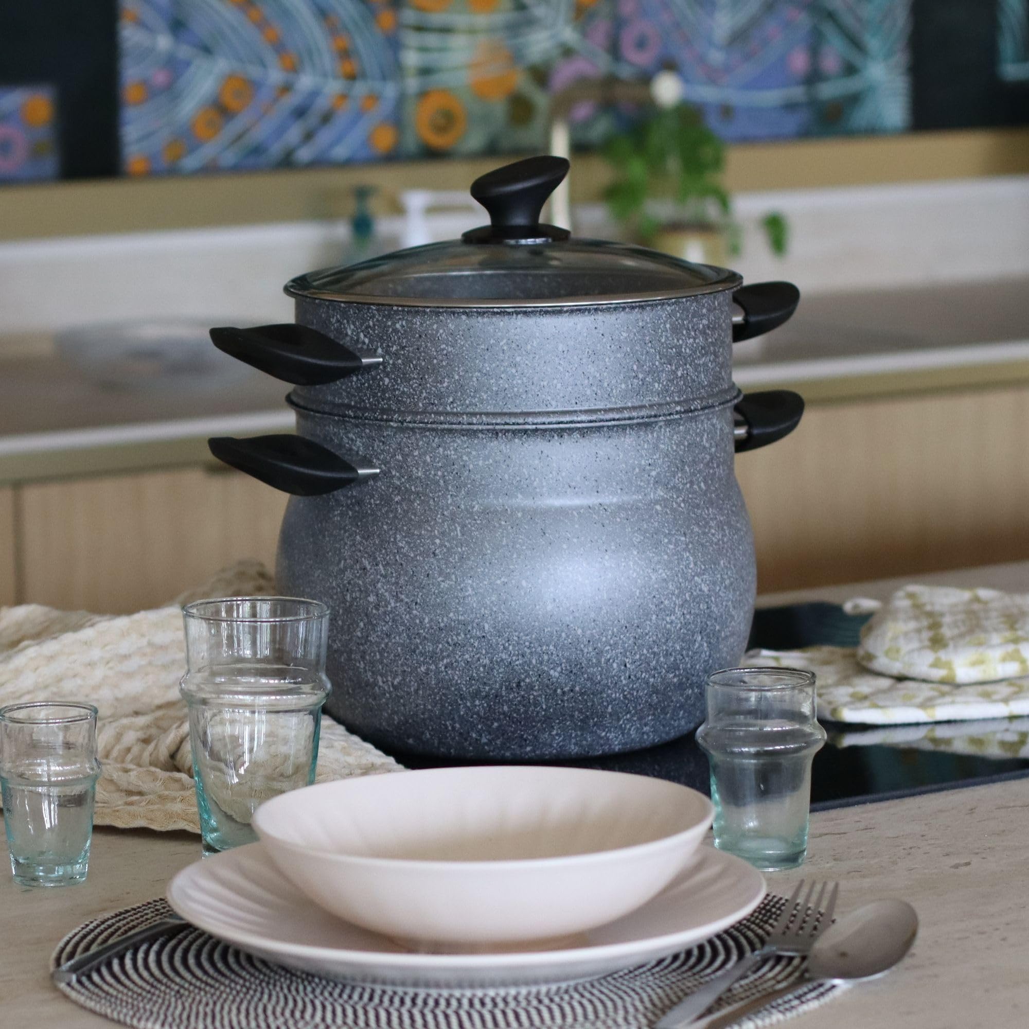 MENASTYL - Couscoussier 9L avec couvercle - Compatible tous feux dont induction et lave-vaisselle - 6020033