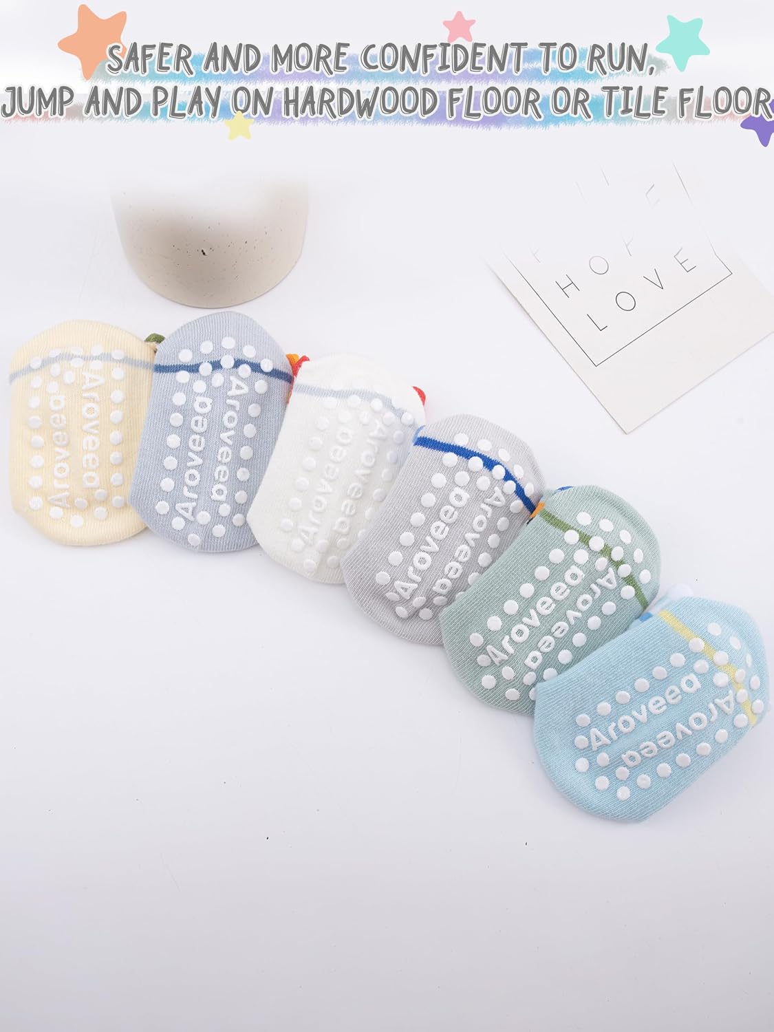 Aroveea Toddler Socks Cotton Non Slip Grip Ankle Baby 12 Pack for Kids Boys image 5