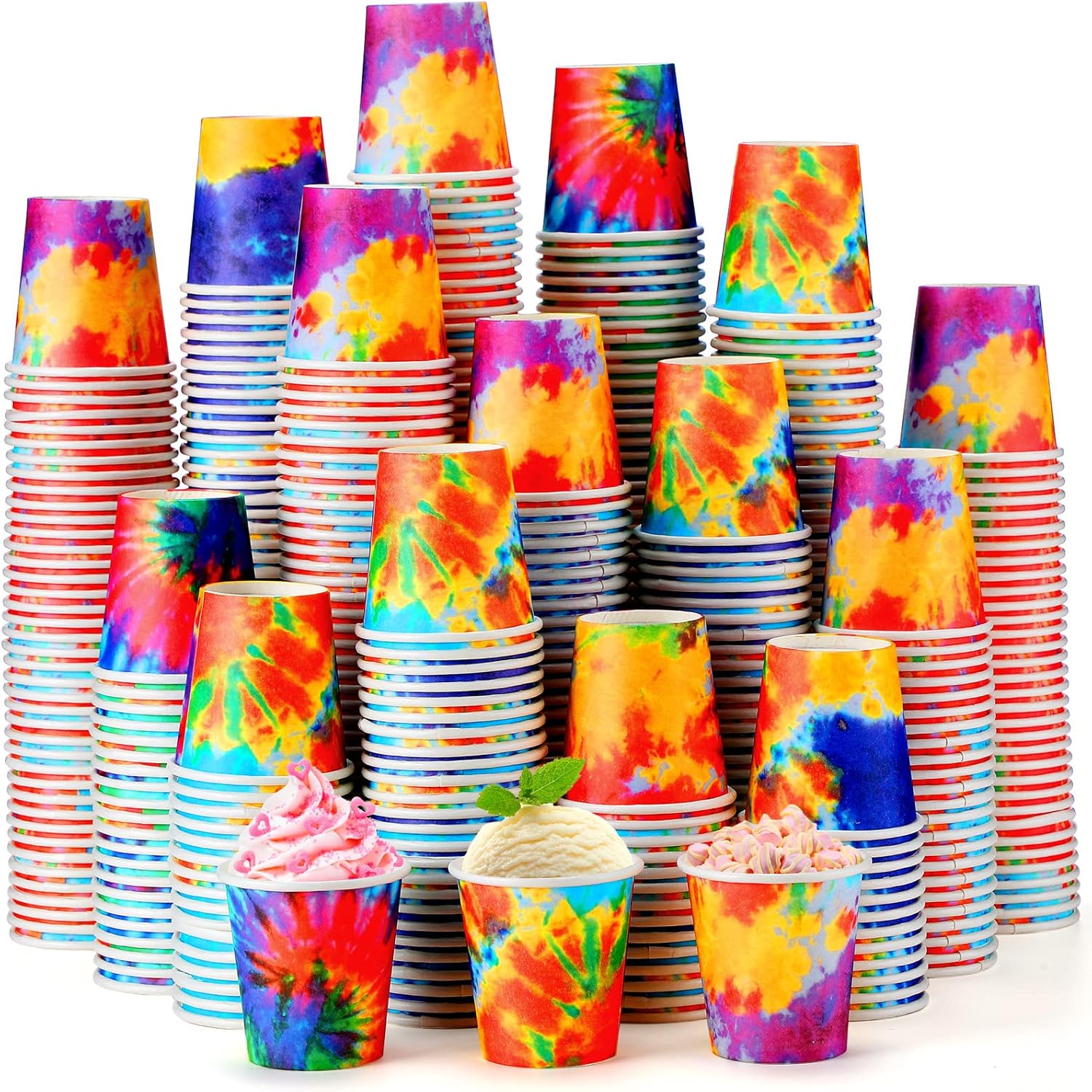 600 Pack Tie Dye Paper Cups 3 oz Disposable Tie Dye Cups
