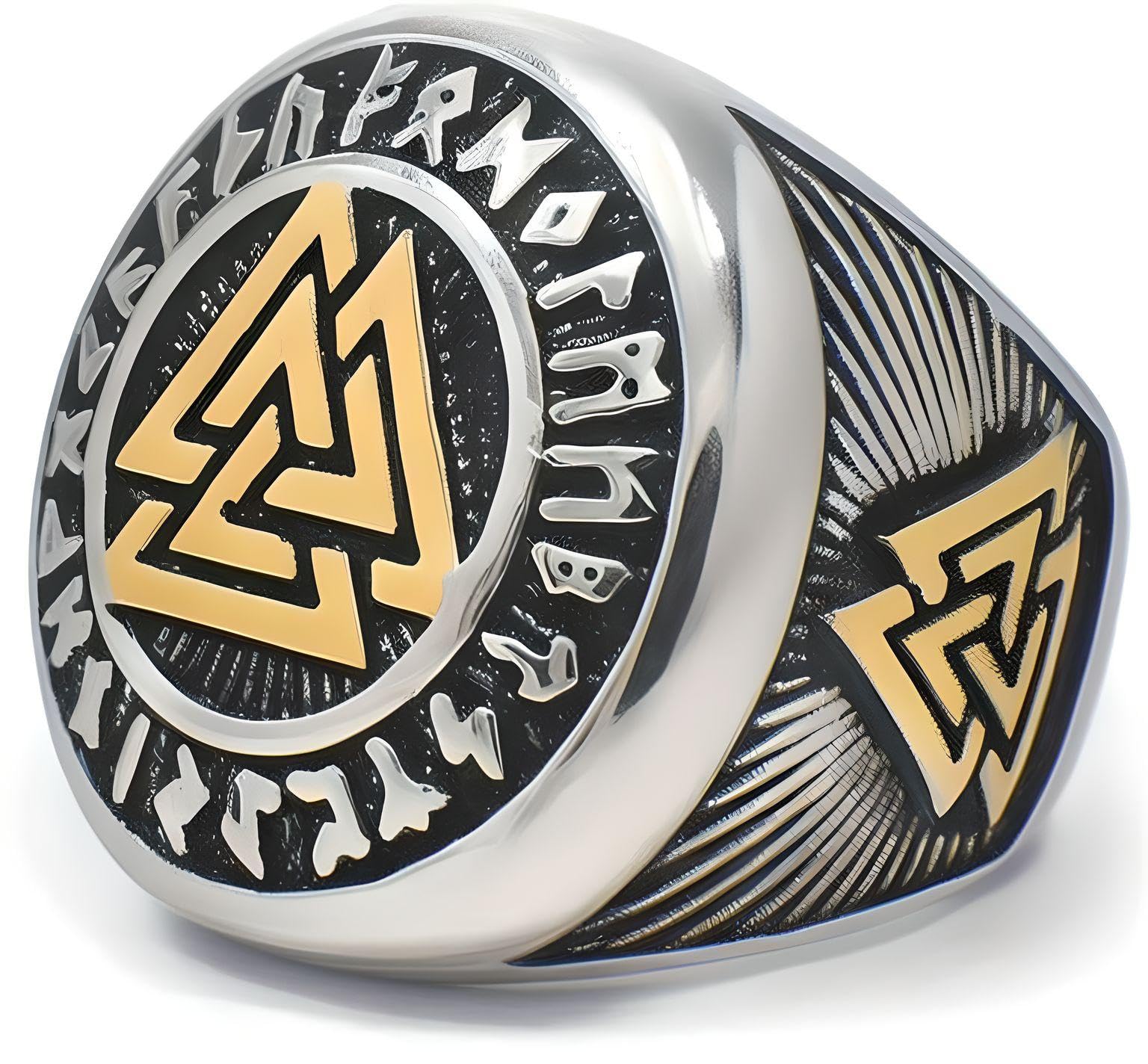 THE MEN THING TRIVALK - Titanium Steel Ring - Triple Valknut Ring with Rune Circle Symbol, Odin Symbol Viking Ring for Men & Boys (Size : 17) (B0BKWL1X37) Amazon Price History, Amazon Price Tracker