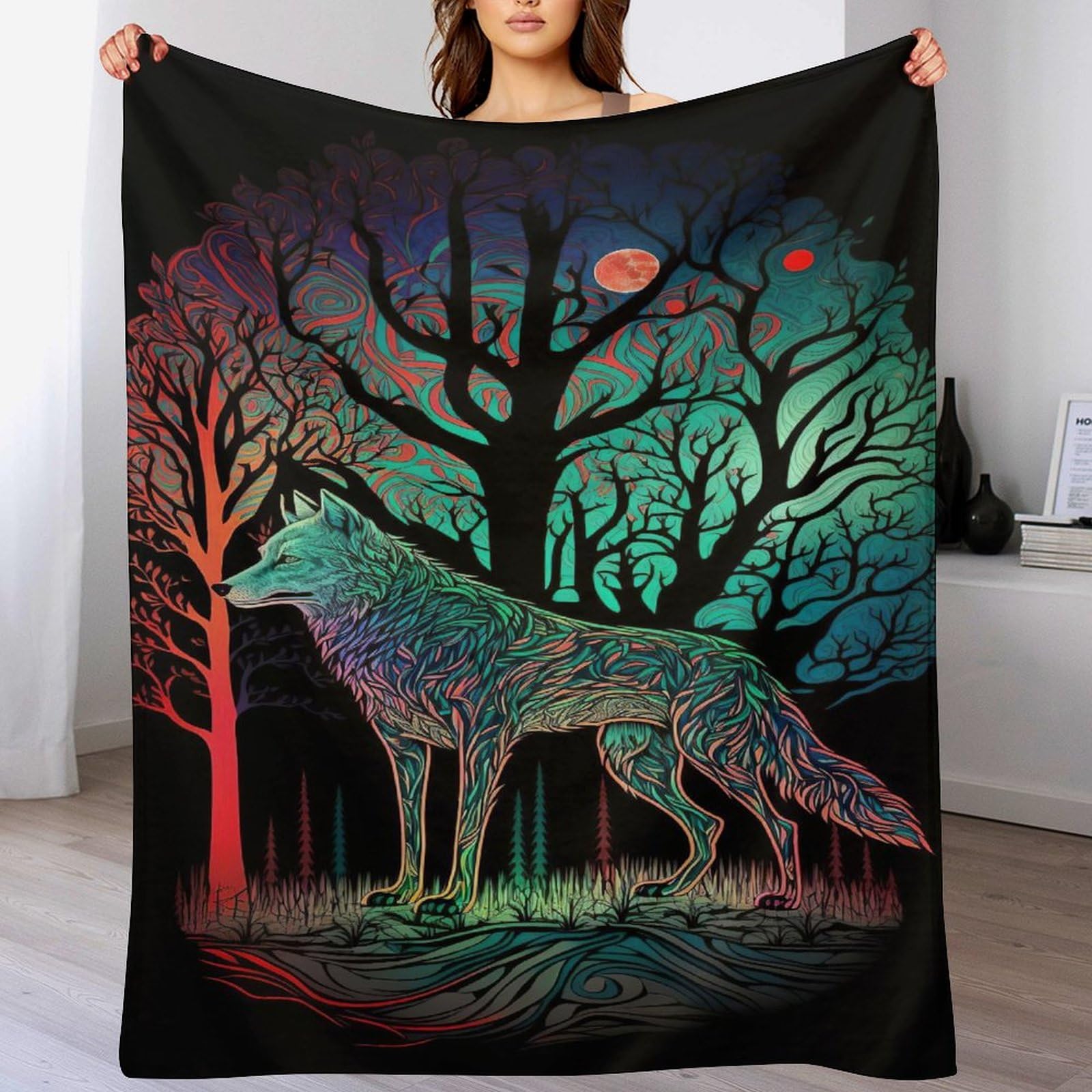 Couvre-lit loup doux et moelleux en flannel premium de 100x130cm