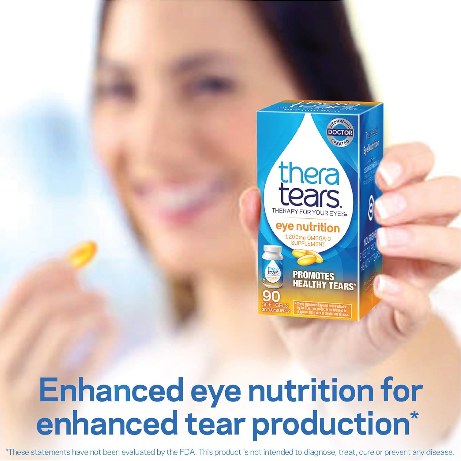 TheraTears 1200mg Omega 3 Supplement for Eye Nutrition, Organic Flaxseed Triglyceride Fish Oil and Vitamin E, 90 Count (Pack of 3)