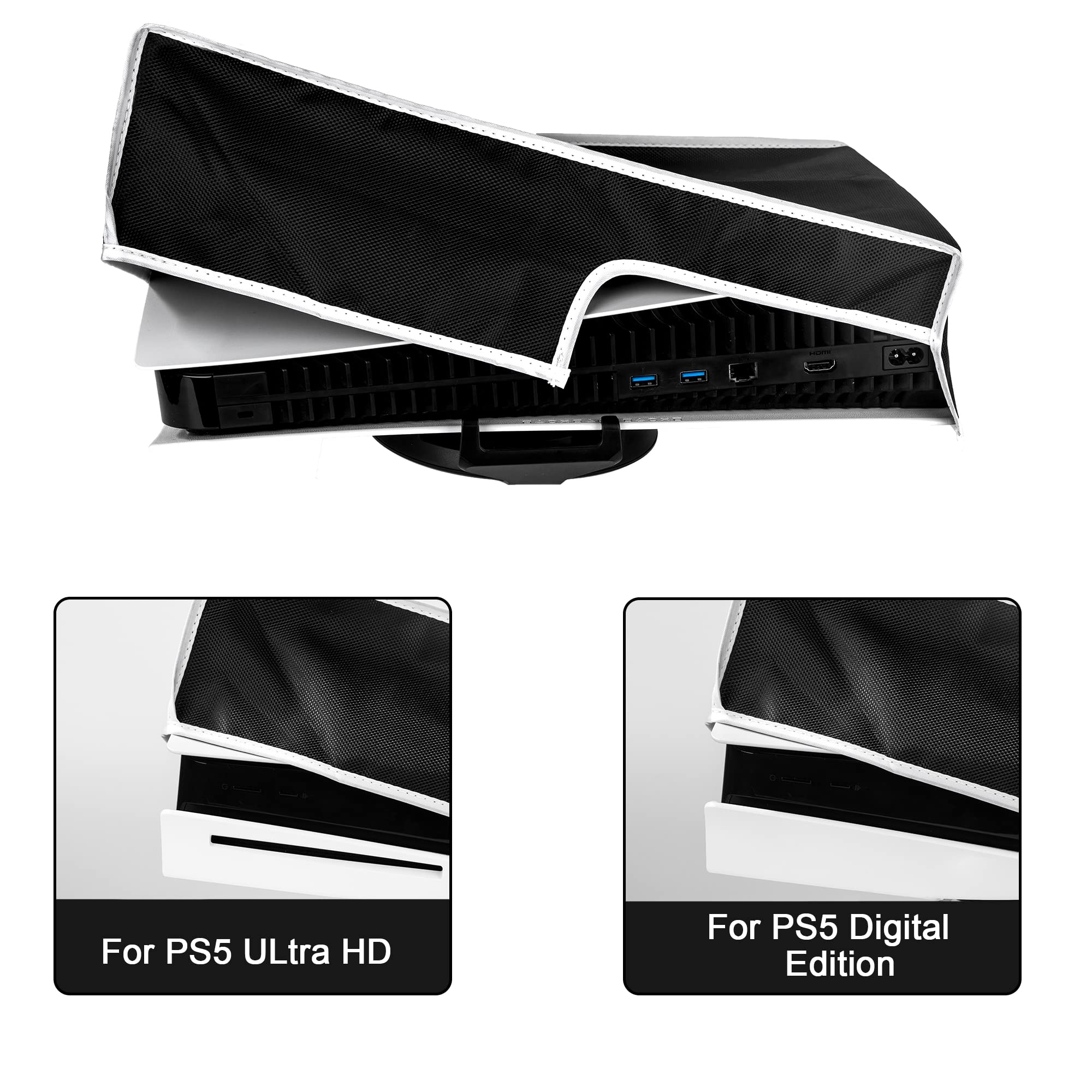 QIMEI-SHOP Pokrowiec ochronny na PS5, poziomy, pyłoszczelny, do konsoli PS5, odporny na zarysowania, kompatybilny z PlayStation 5 Digital Edition & Regular Edition