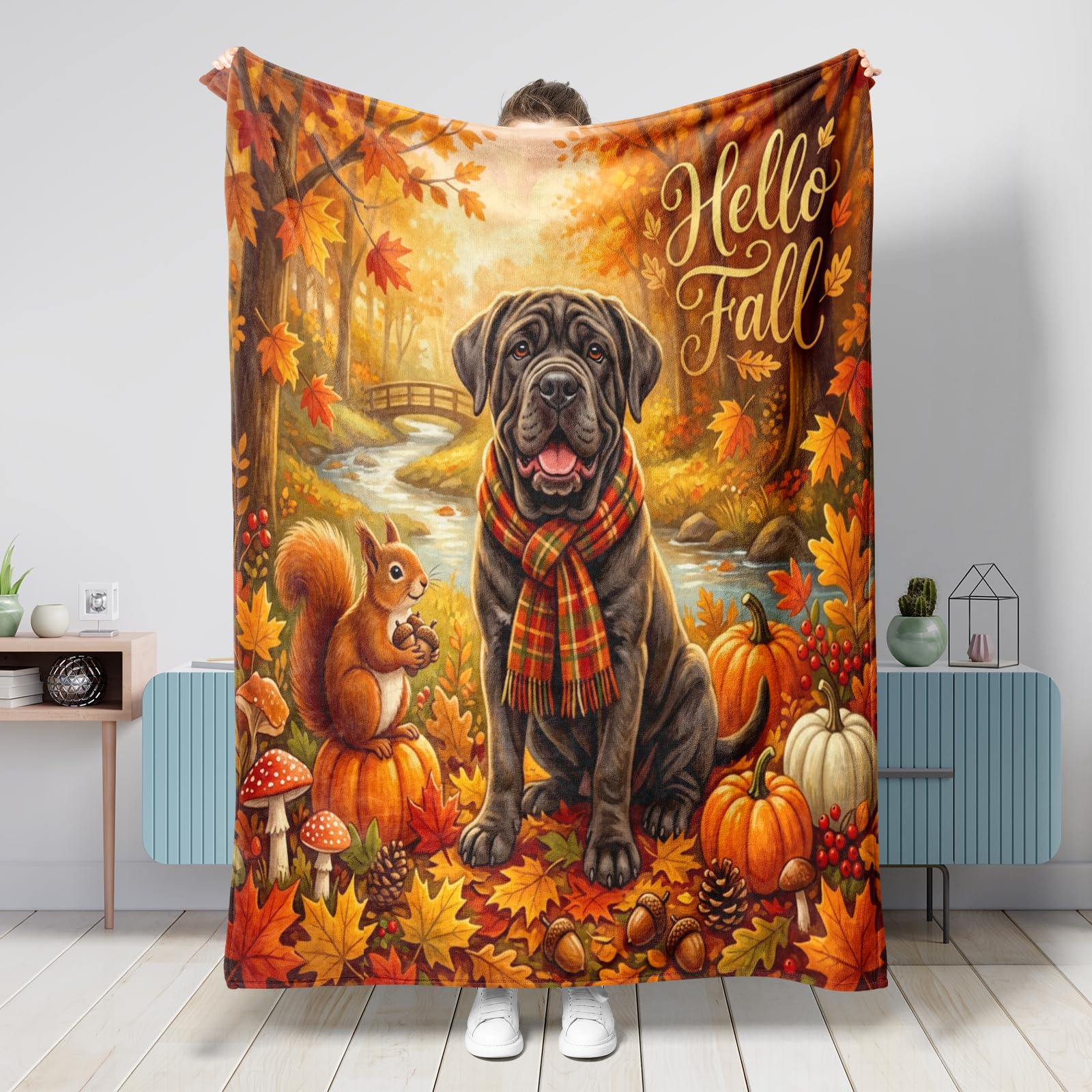 Couverture Neopolitan en flanelle 152x203 cm motif forêt amusante pour canapé