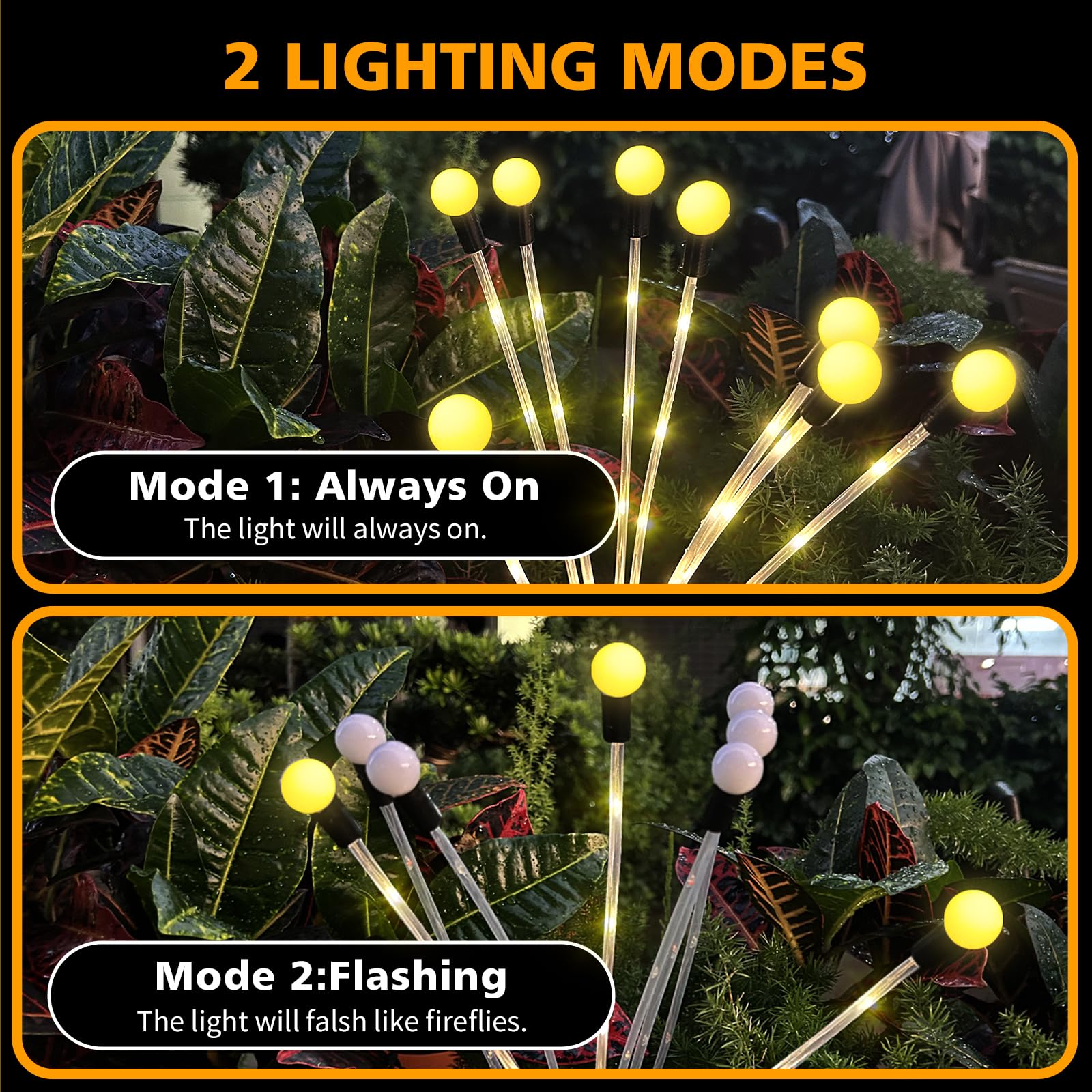 6 Pièces Lumière Solaire Lucioles, 8 LED Lampe Solaire Extérieure Étanche, Lampes Jardin Firefly, Lampe Solaire Extérieure Luciole pour Jardin Décoration, Balcon Allée Terrasse, Janue Chaud