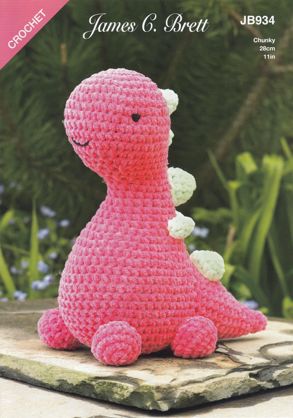 James C. Brett JB934 Crochet Pattern Barney Brettosaurus Toy in Flutterby