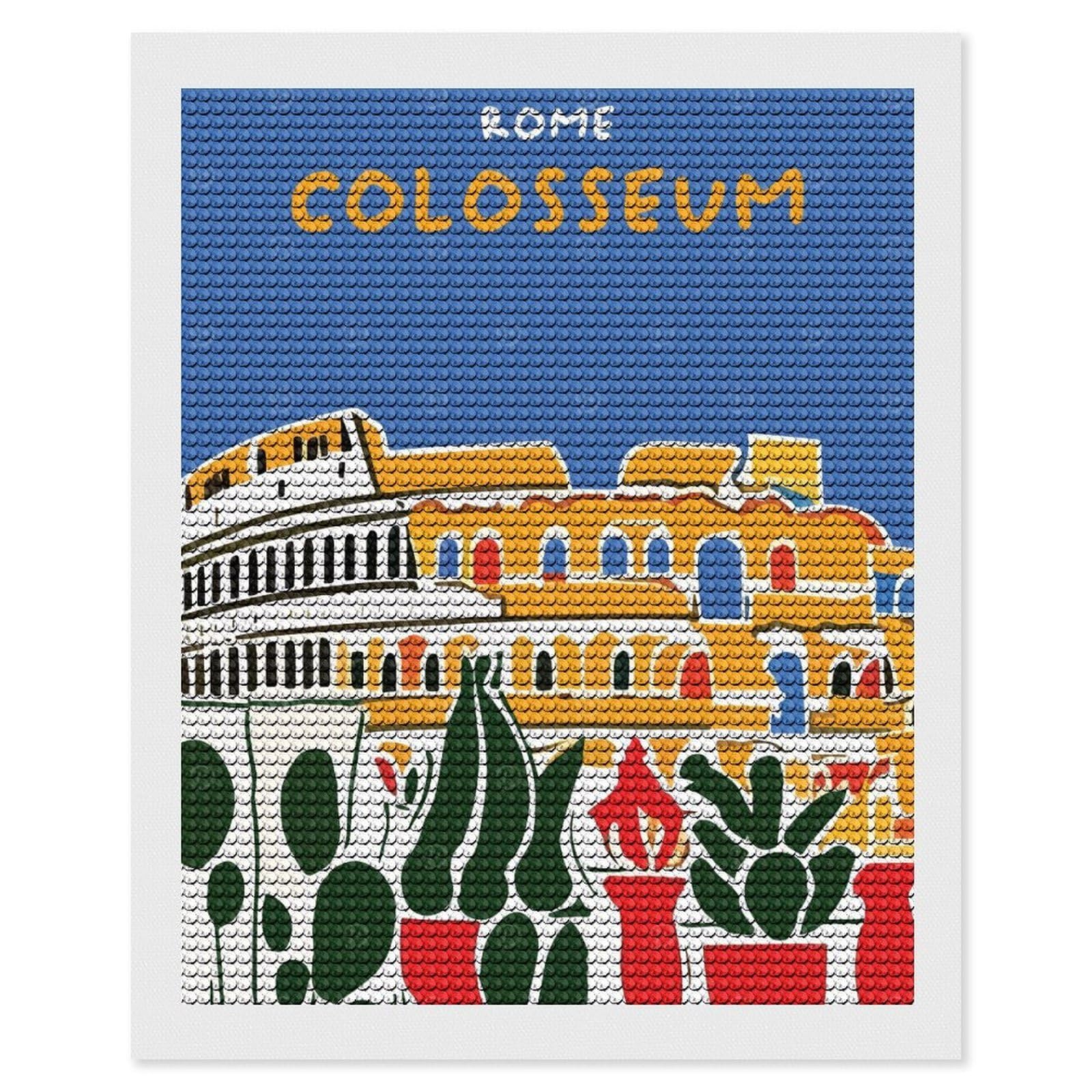 Junmoney Rome Colosseum Diamond Art Canvas 16"x20", Easy Handmade Project, Complete Accessories, Bedroom Decor, Birthday Gift