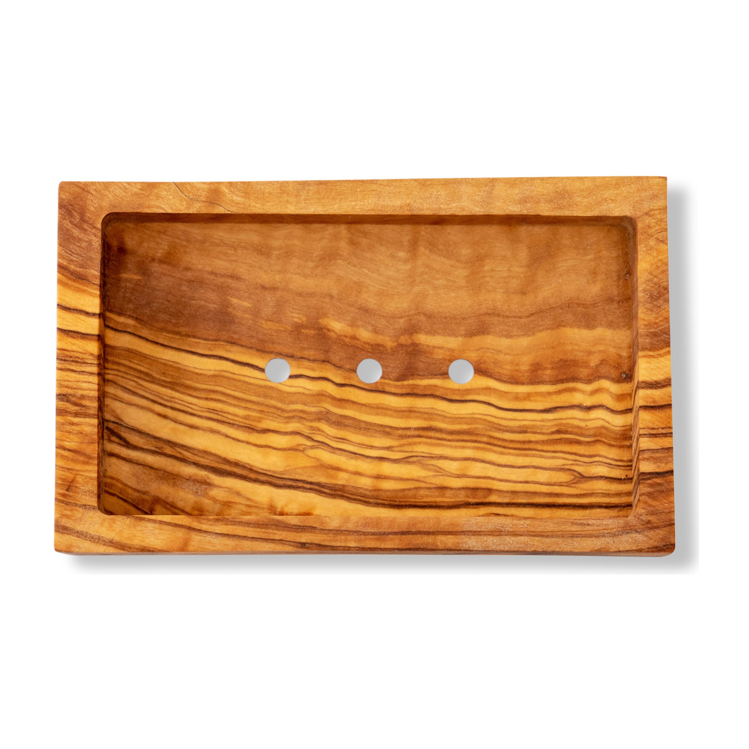 Eco Bath London Brown Olive Wood Rectangle Soap Dish - Natural Wooden Soap Dish Holder For Bathroom, Eco-Friendly Bar Soap Holder