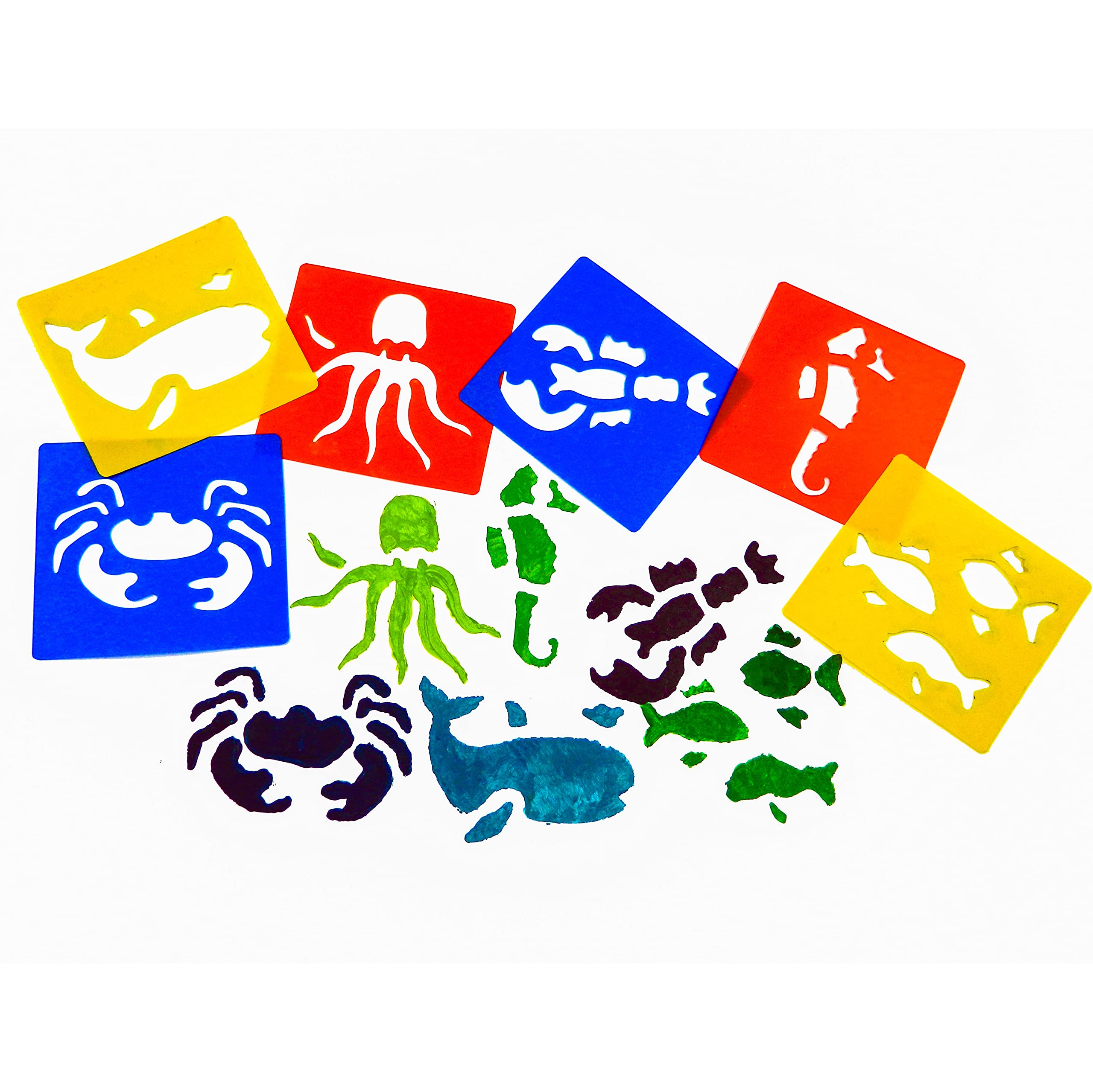 Washable Strong Plastic Stencils | Sea Life | Pack of 6