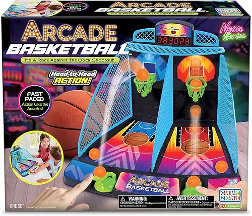 Game Zone Arcade Basketball - Juego multijugador de mesa rápido e interactivo para mayores de 6 años - Combina habilidad y coordinación mano-ojo,