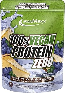 IronMaxx 100% Vegan Protein Zero - Blueberry Cheesecake 500g | Veganes Eiweißpulver ohne Zucker | Low Carb Protein Shake, High Protein, laktosefrei, geeignet für Muskelaufbau & Diät