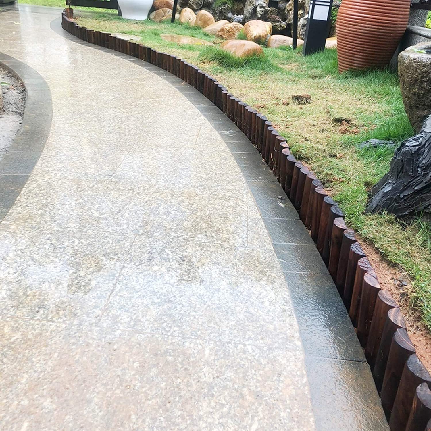 47.2 Inch Wooden Garden Edging, Wood Landscape Border Edging Garden