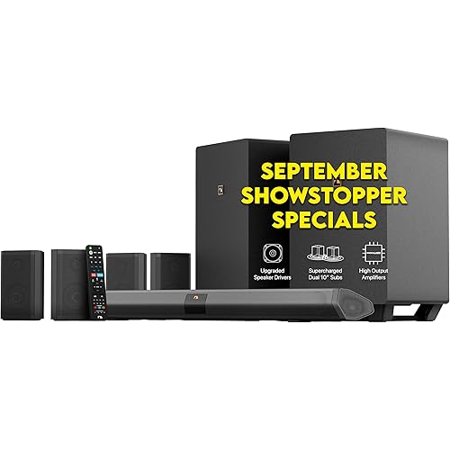 Nakamichi Shockwafe Ultra 9.2.4 Channel Dolby Atmos/DTS:X Soundbar with Dual 10" Subwoofers (Wireless), 4 Rear Surround Effects Speakers, eARC and SSE Max Technology (Flagship)
