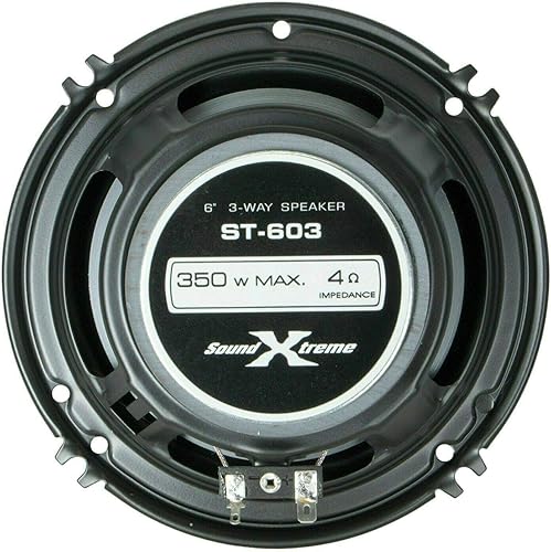Miniatura 5 de Soundxtreme ST-603 - Altavoces coaxiales de audio para automóvil de 6 pulgadas, 3 vías, 350 vatios, potencia máxima, con tweeter PEI Dome de 4