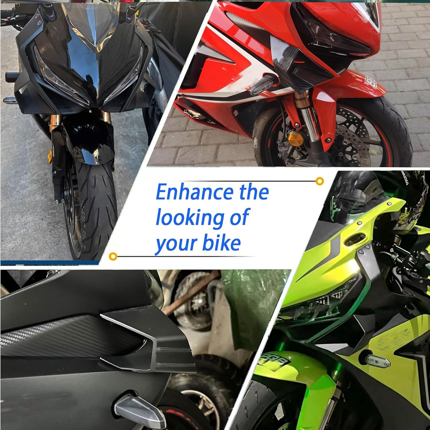 Motorcycle Fixed Wind Wings Three-Dimensional Curve Front Side Spoiler Aerodynamic Winglets fit for HO&N&DA CBR650R CBR 650R GSX250R Accessories 2019-2023 (Carbon Look)