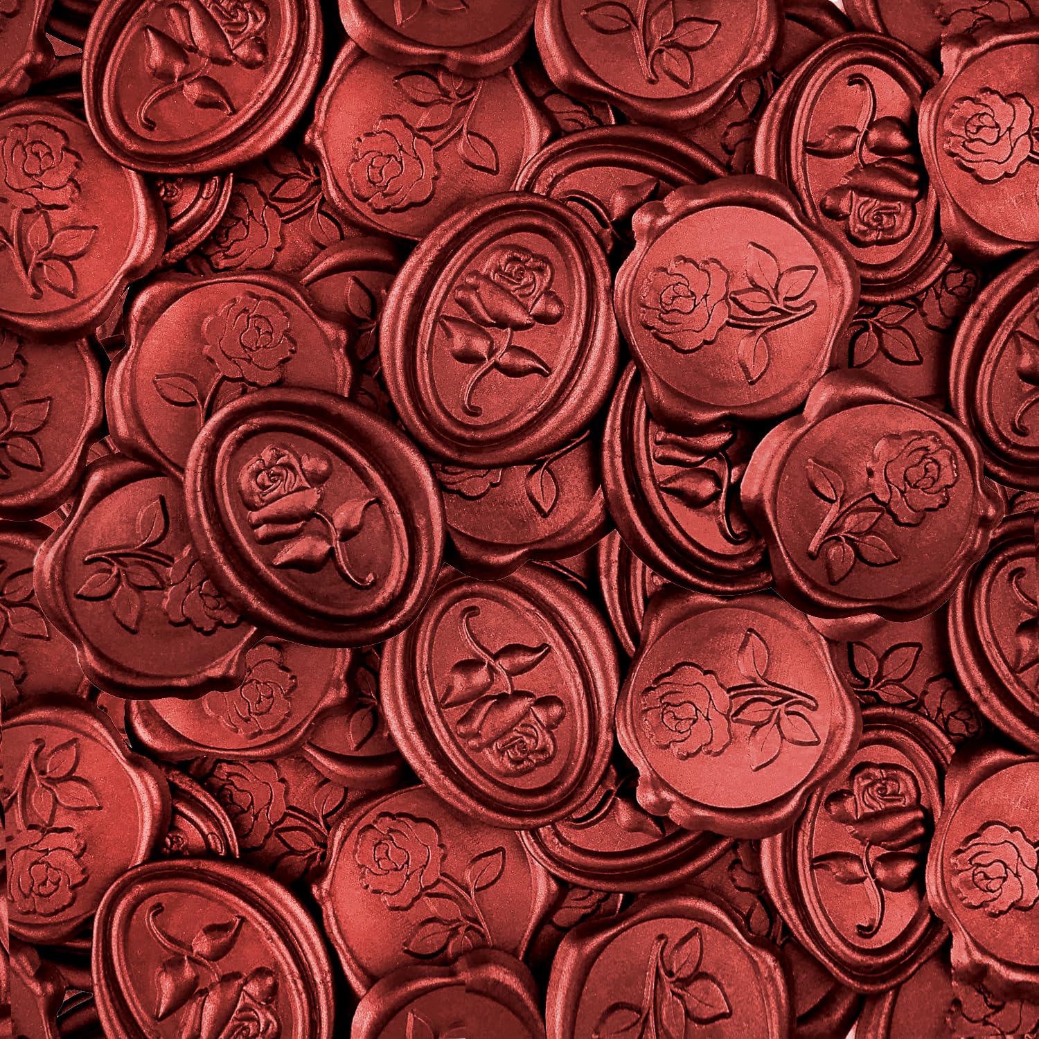 50pcs Wax Seal Stickers Self Adhesive, Red Floral Rose Embossed Sealing Stamp Envelope for Wedding,Valentines, Bridal Shower,Party Invitations,Custom Gift,Scrapbook (Diameter 3cm, Red Rose)