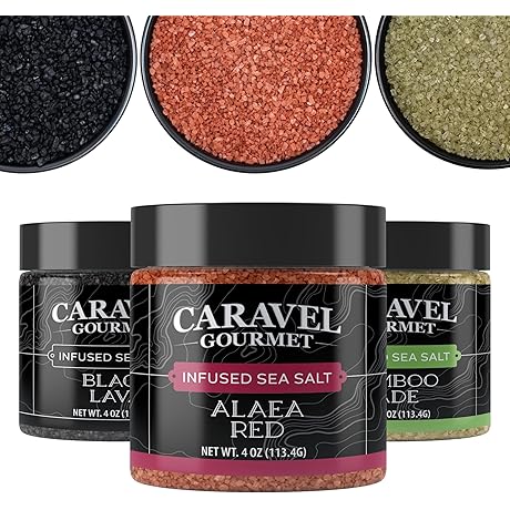 Hawaiian Natural Gourmet Hawaiian Sea Salt 3-Pack (Bamboo Jade, Black Lava, Alaea Red) (12 oz)