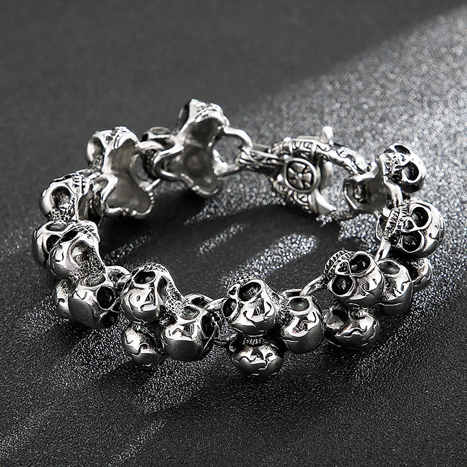 STANG Pulsera de Acero de Titanio Retro Personalidad Creativa Calavera Hombres Salvaje Punk Hip Hop Pulsera joyería Regalo