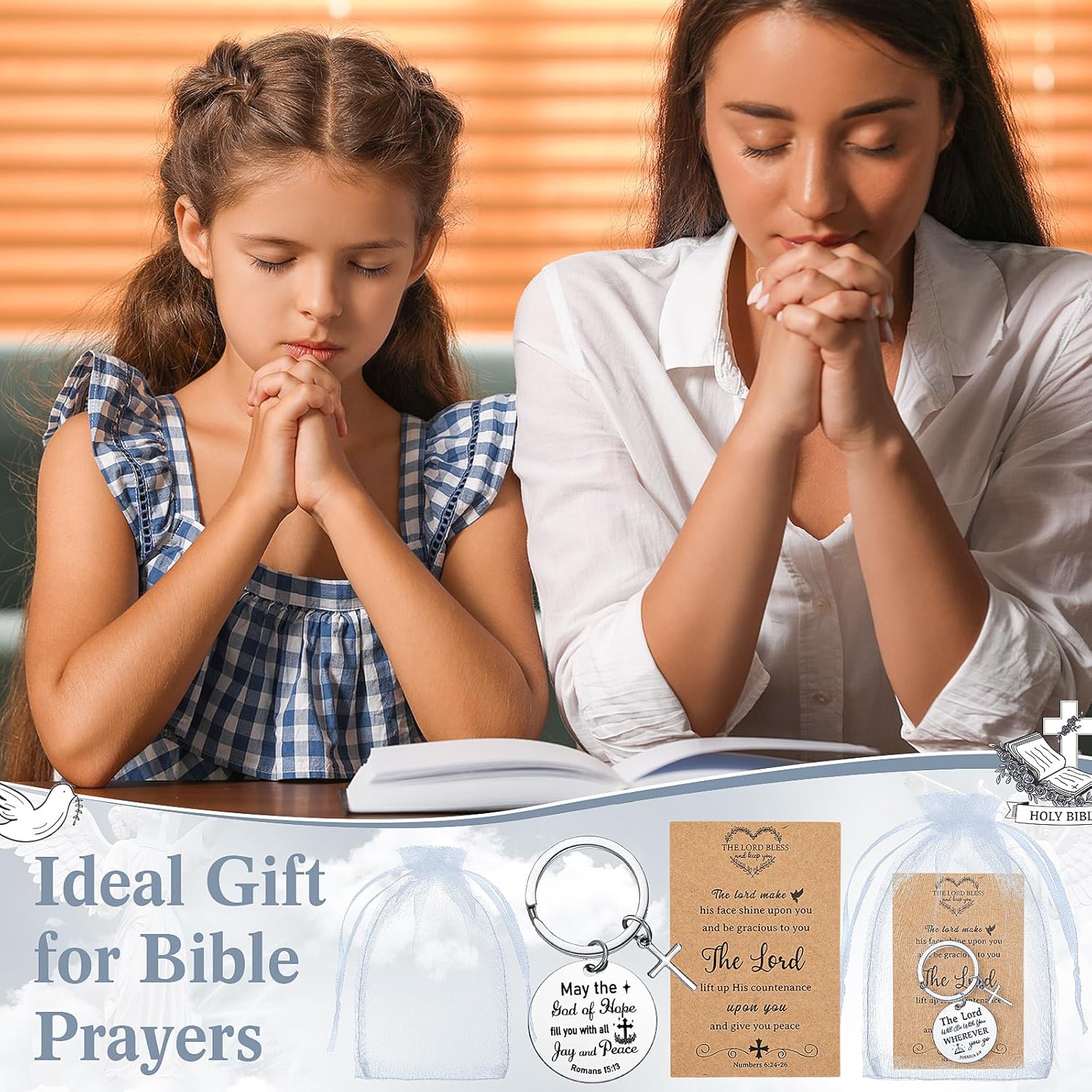 24 Sets Christian Keychain Gifts Bible Verse Cross Keychain Bulk Religious Prayer Gifts for Men Women(Silver, Round) - Image 7