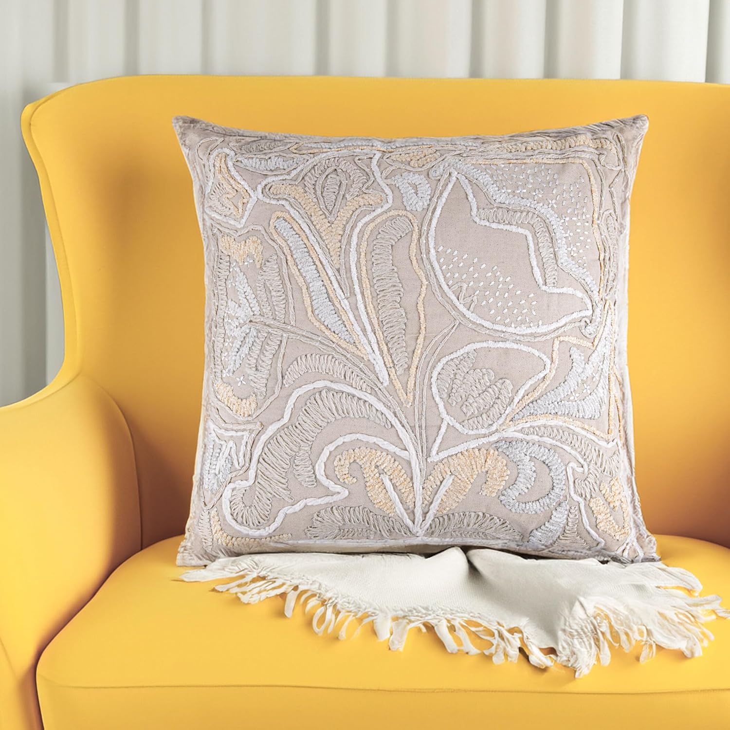 Decorative Pillow Home Decor Square Minimalist Modern Pillow for Sofa Living Room Bedroom Premium Pillow (Golden Leaves)