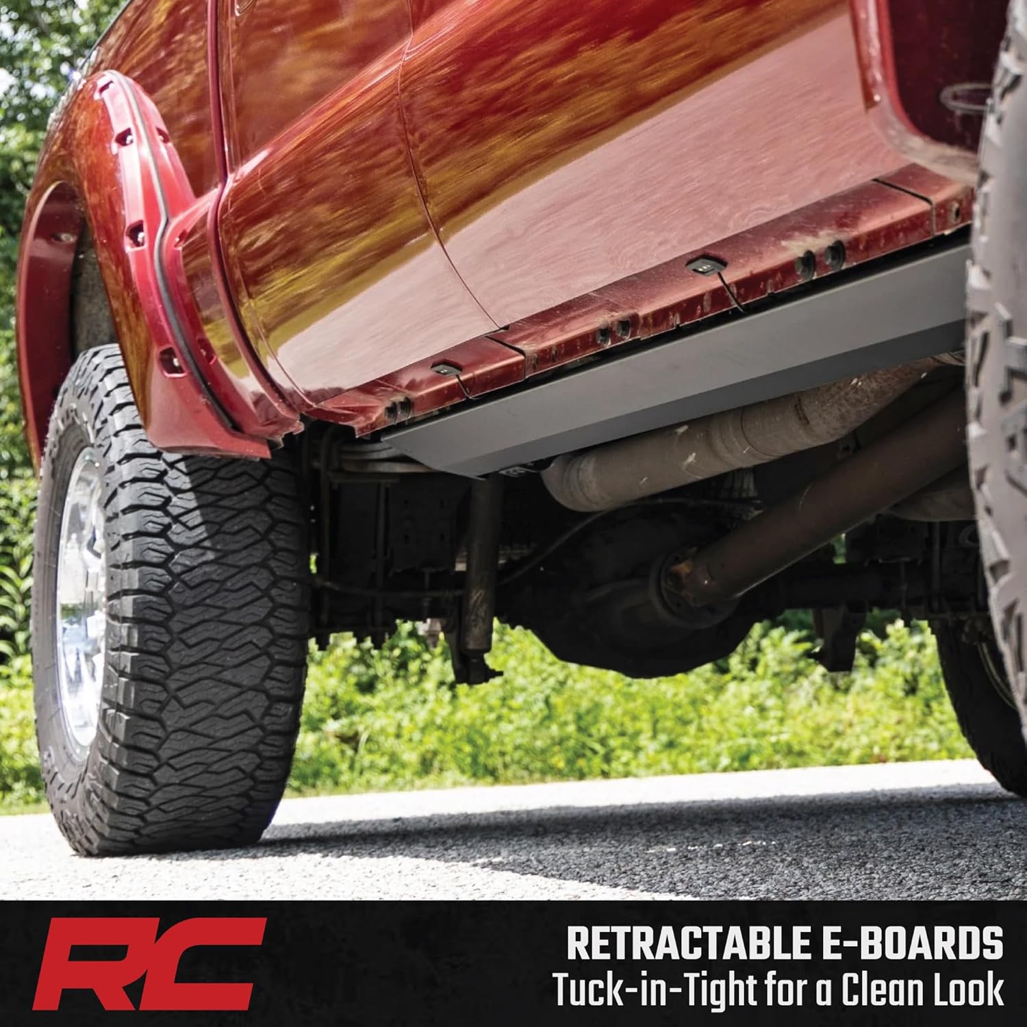 Rough Country Power Running Boards with LED Step Lights for Ford F-250/F-350 Super Duty (2008-2016) Crew Cab- Retractable Electric Side Steps, Non-Slip Aluminum Design