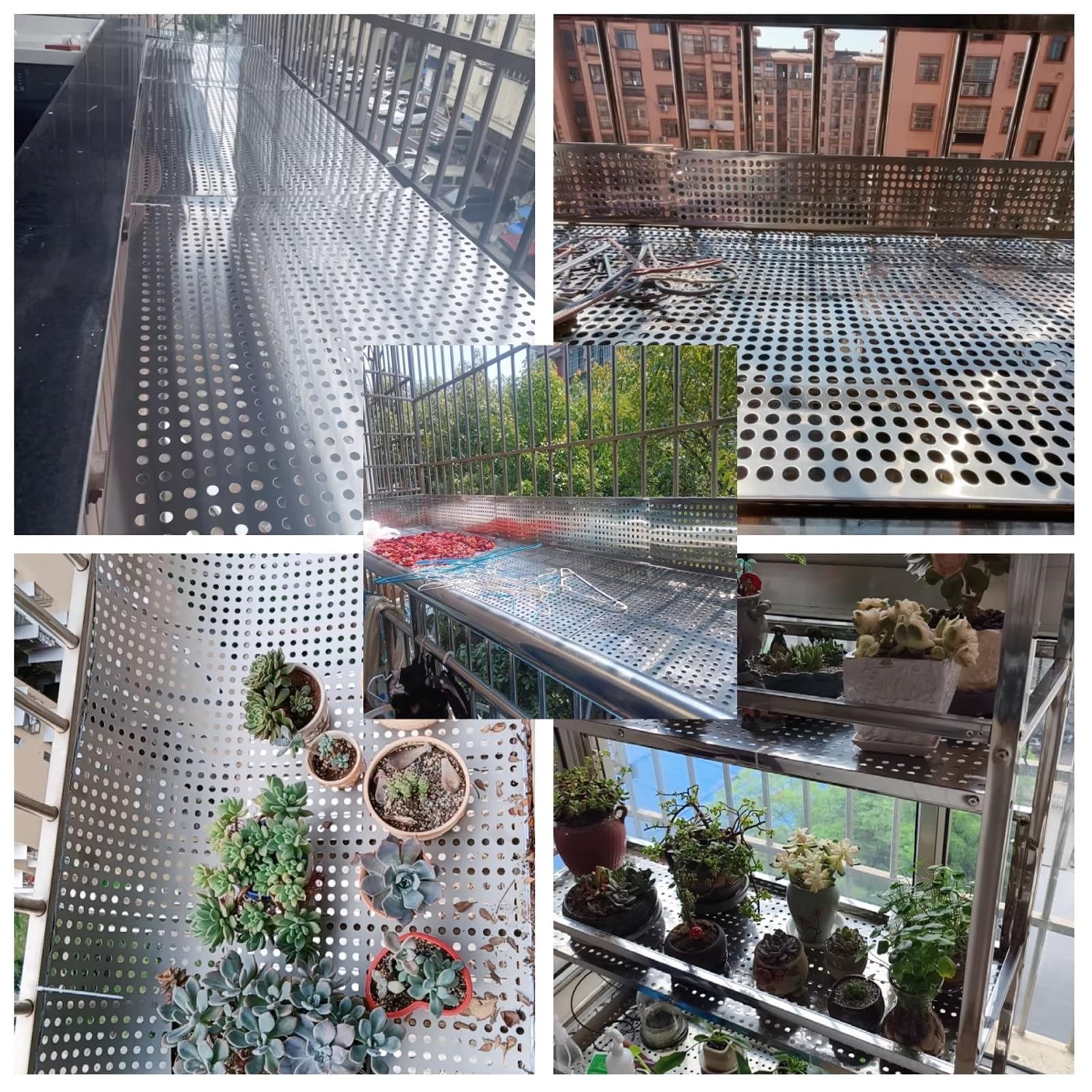 Chapa Perforada, Chapa de Acero Inoxidable Perforada 304, Láminas de Metal Perforadas con Abertura 8mm Evita Resbalones para Barandillas Jardineras(60 x 200 cm)
