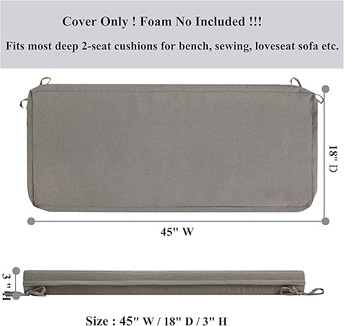 Miniatura 3 de FUNHOME Fundas de cojín para exteriores, 45 x 18 x 3 pulgadas, fundas de cojín de repuesto para muebles de exterior, resistentes al agua, fundas de