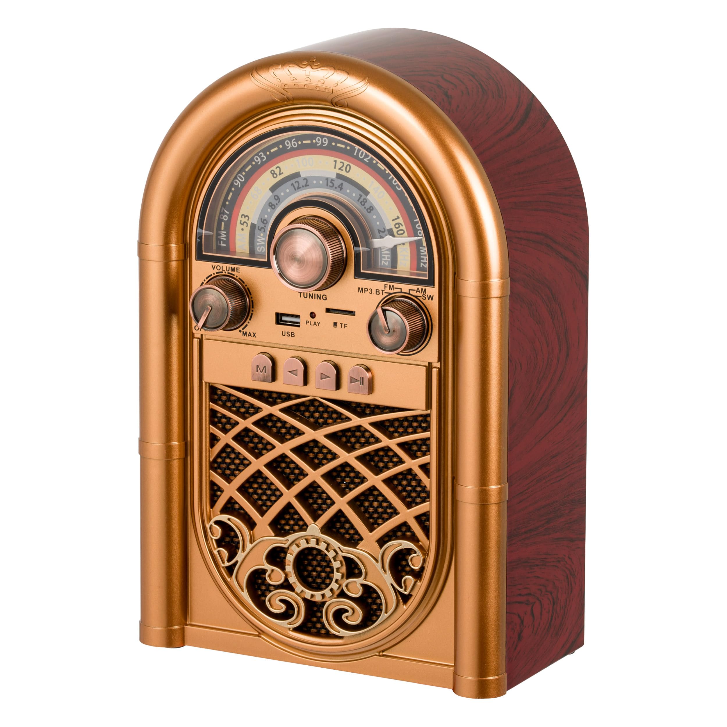 Retropolis New Orleans – Retro Radio mit Bluetooth 5.0, Tragbares Radio FM/AM/SW, 1200mAh Akku, USB/microSD MP3-Player, Powerbank-Funktion, Netz- und Batteriebetrieb