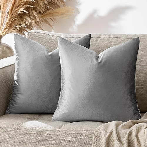 Vista 239 de GIGIZAZA - Juego de 2 fundas de almohada decorativas de 18 x 18 pulgadas, fundas de almohada cuadradas de terciopelo verde azulado pavo real