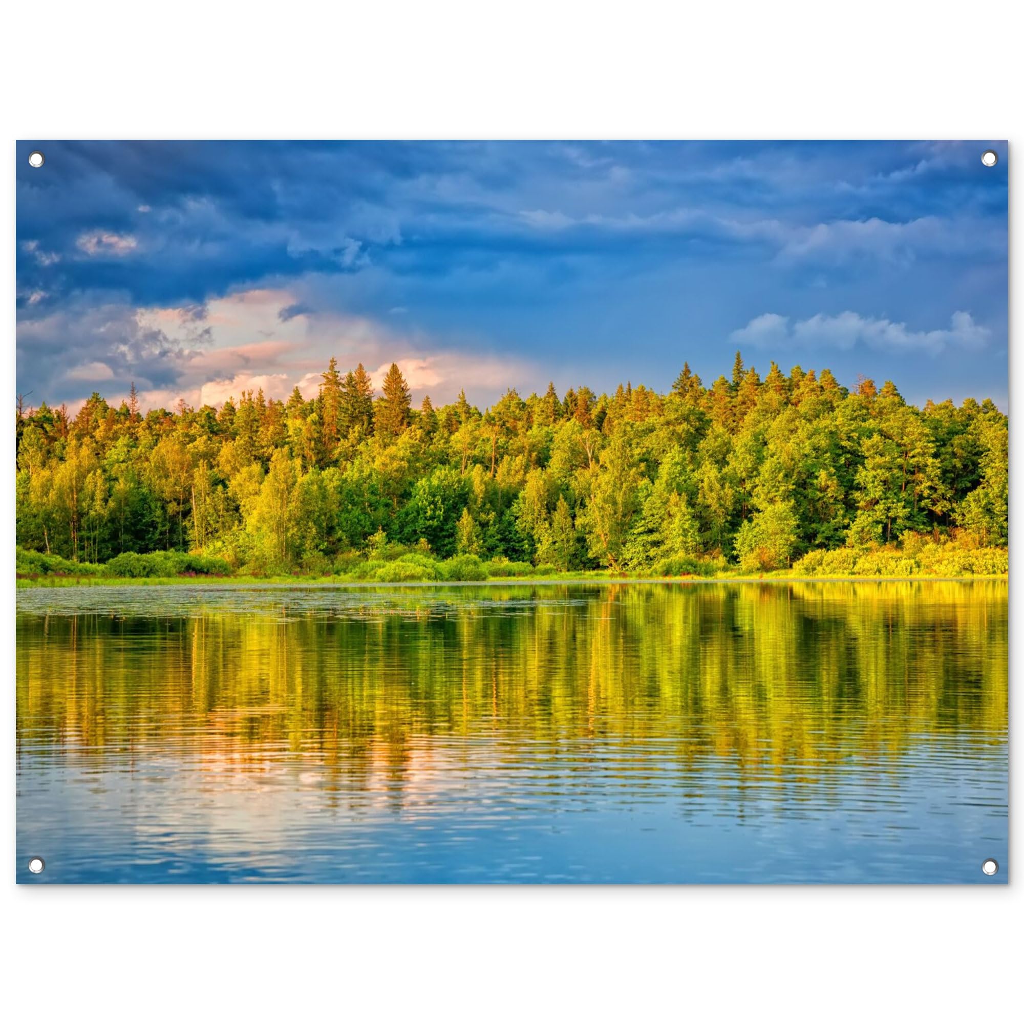 MuchoWow© Gartenposter Outdoor Bilder Gartendeko für draußen Wetterfest | 120x90 cm - Garten Deko Banner Draußen Gartendekoration Bild Wasser - Natur - Wald