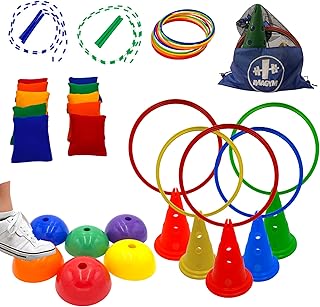 IMAGYM Obstacle Course for Kids Stepping Stones for Kids Ninja Warrior Coordination Indoor Bean Bags for Kids Balance Beam Outdoor Games for Kids Ages 8-12 Carnival Games Recess Playground Toys