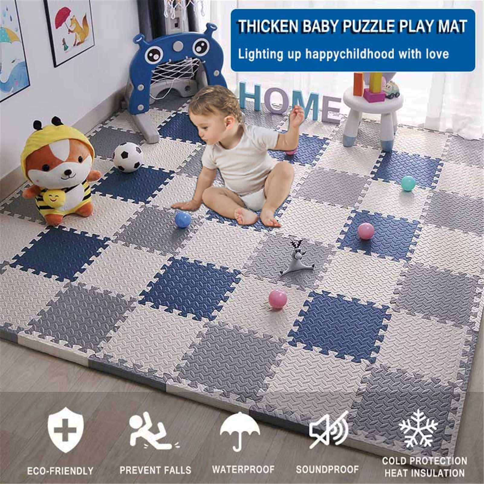 Stylische Puzzlematte Für Babys Und Kinder, 2,5 cm Dick Ineinandergreifende Spielmatte Für Babys,Puzzel Spielmatte Baby Aus Schaumstoff Bodenpuzzles, 30X30cm,Beige+pink+Purple,16pcs