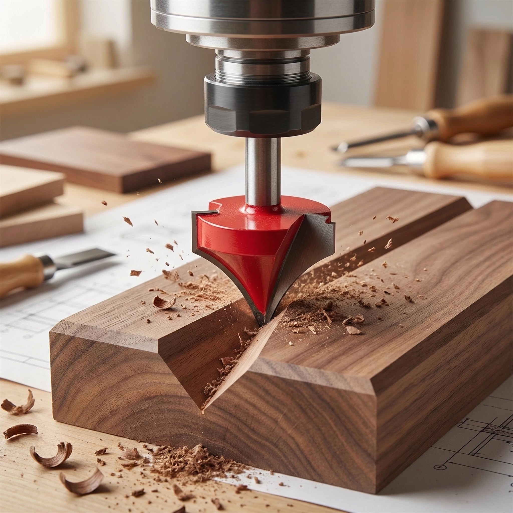 6mm codolo 3D CNC incisione fresa V scanalatura punta dell'ago router bit lavorazione del legno bit artigiano intaglio strumento di fresatura cnc strumento(12mm)