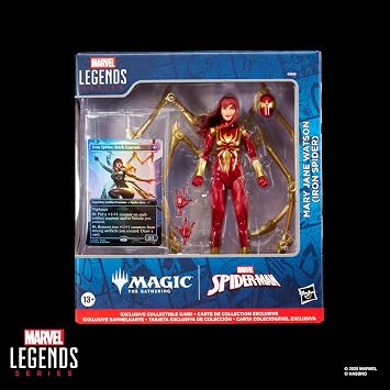 Spider-Man Marvel Legends Series Magic: The Gathering Mary Jane Watson (Iron Spider), 15.5 cm Action Figure and Custom Foil Collection Card Game Trading Card