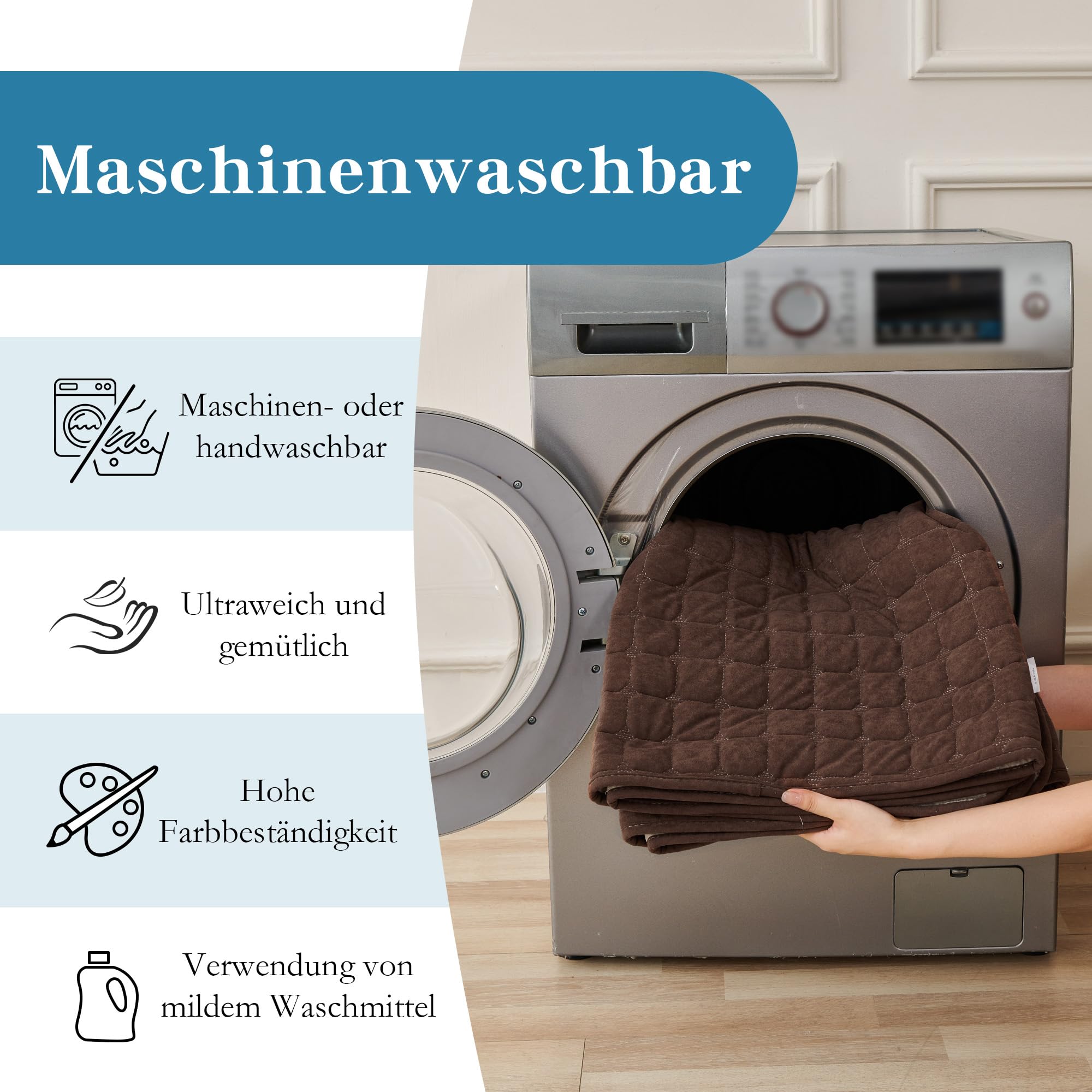 MYSKY HOME Sofa Schutzdecke Sofa Überzug 3 Sitzer - Sofabezug Kratzschutz Sofa Katze, Sofaüberwurf Sofaschoner Sitzfläche Couch Topper Sofaüberwürfe, 88 x 180cm，Schokolade