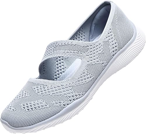 HONHOLD Women Mary Jane Shoes Slip On Walking Flats Comfortable Dressy Knit Wash