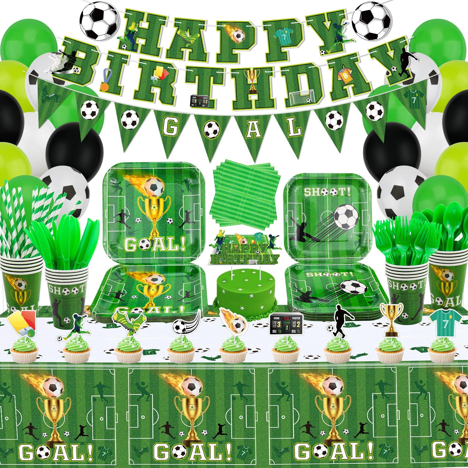 237 Pack Soccer Party Supplies Sports Theme Birthday Decorations Sports Party Theme Tableware Set for Boys Sports Theme Birthday Decorations Serves 20 Guests