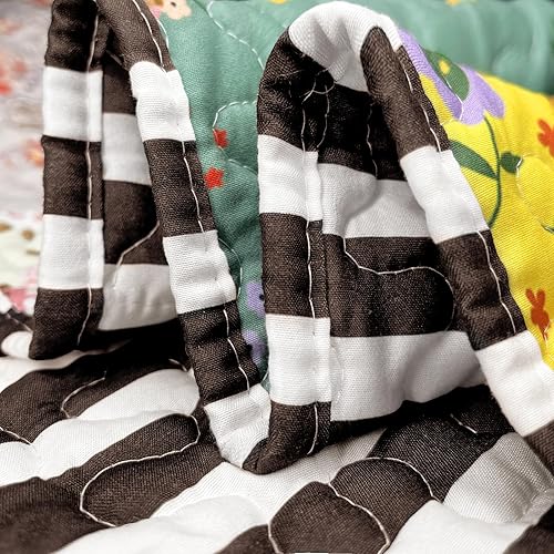 Miniatura 5 de Mocaletto Juego de edredón bohemio de lujo de 3 piezas tamaño King, elegante y reversible con fundas de almohada, colcha de flores bohemias, colcha