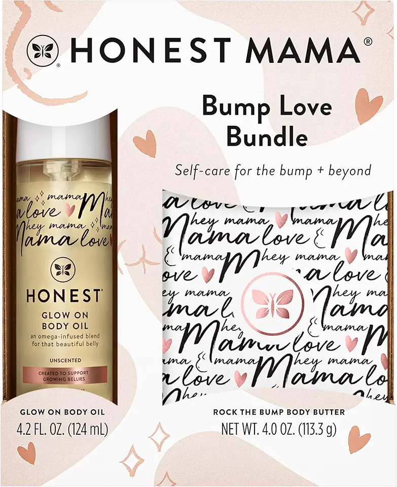 The Honest Company Honest Mama Body + Belly Bump Love Bundle | Moisturizing, Plant-Based Oil + Stretch Mark Butter Cream