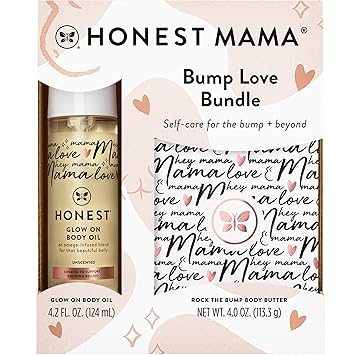 The Honest Company Honest Mama Body and Belly Bump Love Bundle Moisturizing Plant Based Oil and Stretch Mark Butter Cream