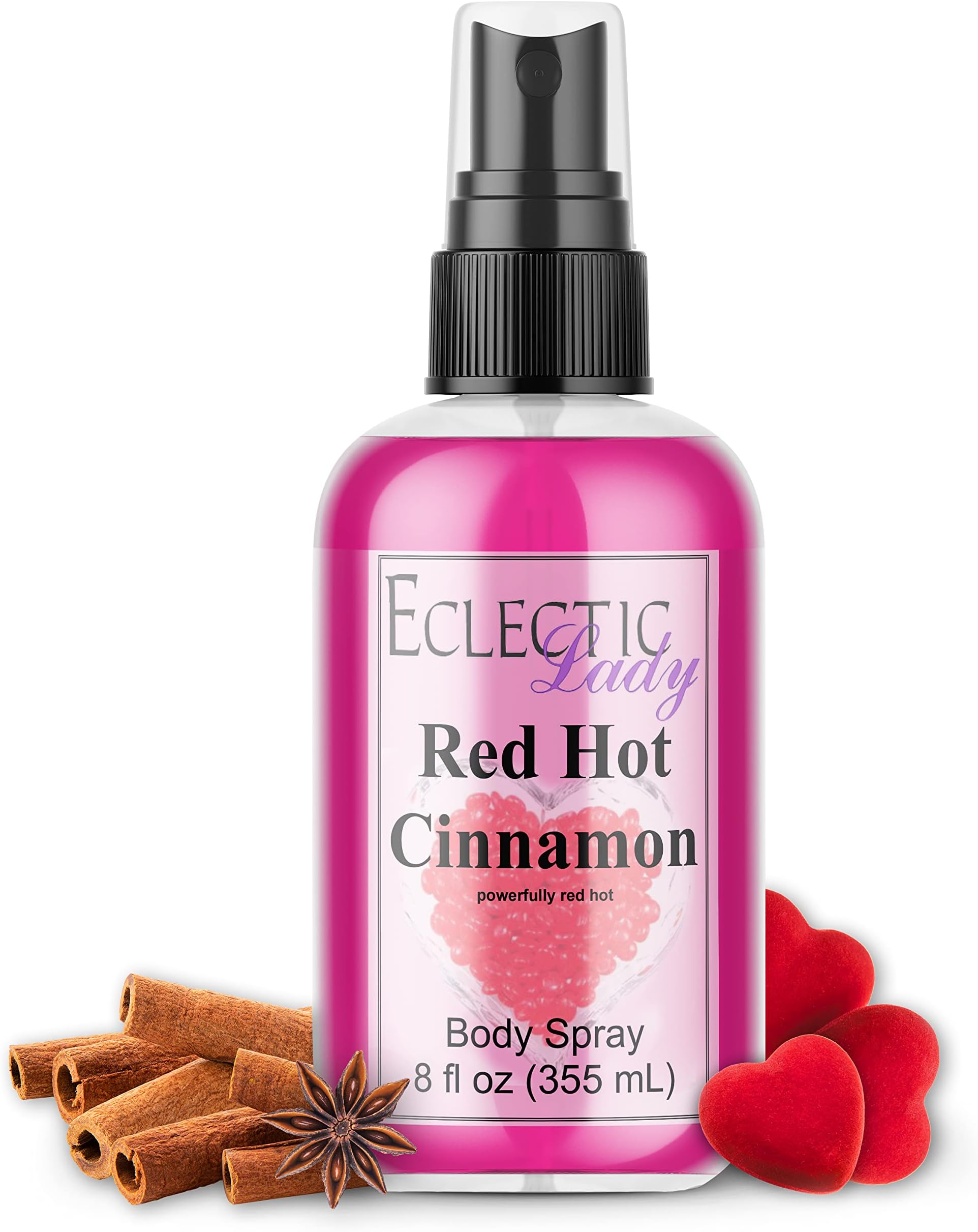 Eclectic Lady Red Hot Cinnamon Body Spray, 8 ounces, Body Mist for Women with Clean, Light & Gentle Fragrance, Cologne with Soft, Subtle Aroma For Daily Use